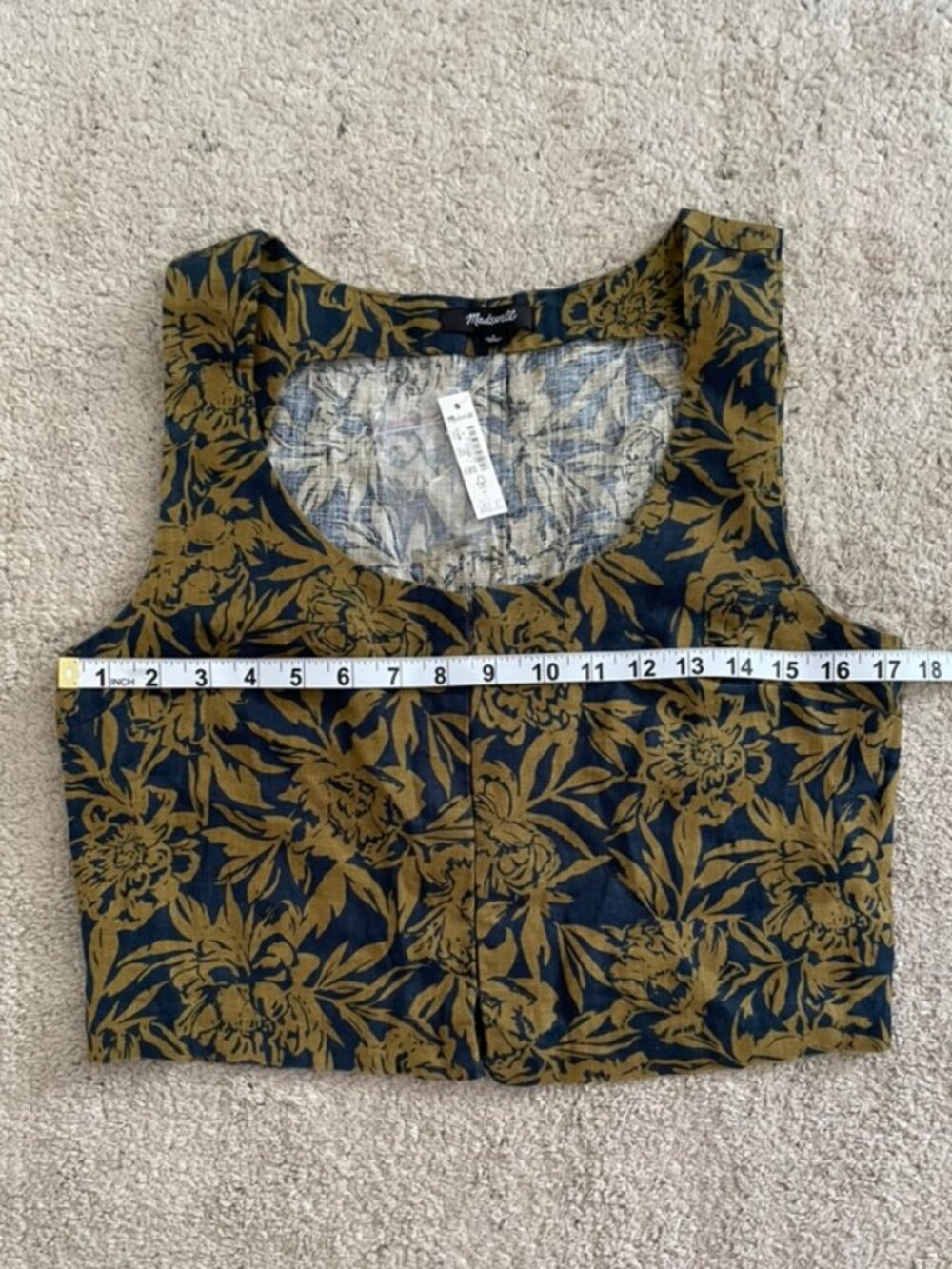 Madewell Scoopneck Crop Tank 100% Linen Size 4 Floral Print NWT - Picture 9 of 13
